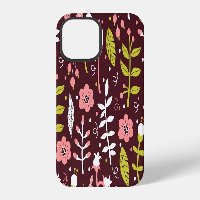 Vintage Doodle Floral Seamless Pattern iPhone Case (Back)