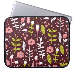 Vintage Doodle Floral Seamless Pattern Laptop Sleeve