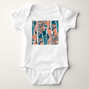 Vintage Doodle Seamless Pattern. Baby Bodysuit