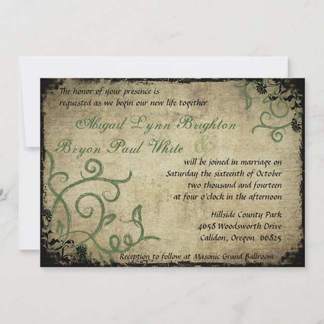 Vintage Doodle Wedding Invitation (Front)