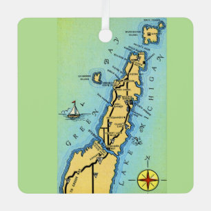 Vintage Door County Wisconsin Metal Tree Decoration