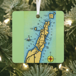 Vintage Door County Wisconsin Metal Tree Decoration