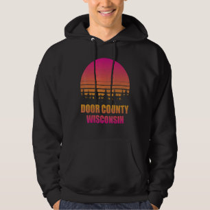 Vintage Door County Wisconsin WI Retro 80s 90s Gra Hoodie