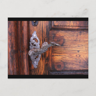 Vintage Door Handle, Aged Wood Real Estate Postcard