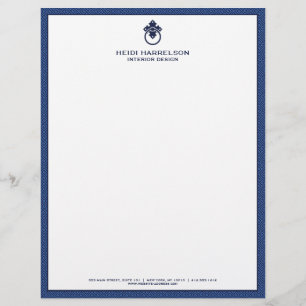Vintage Door Knocker Logo Blue Border Custom Letterhead