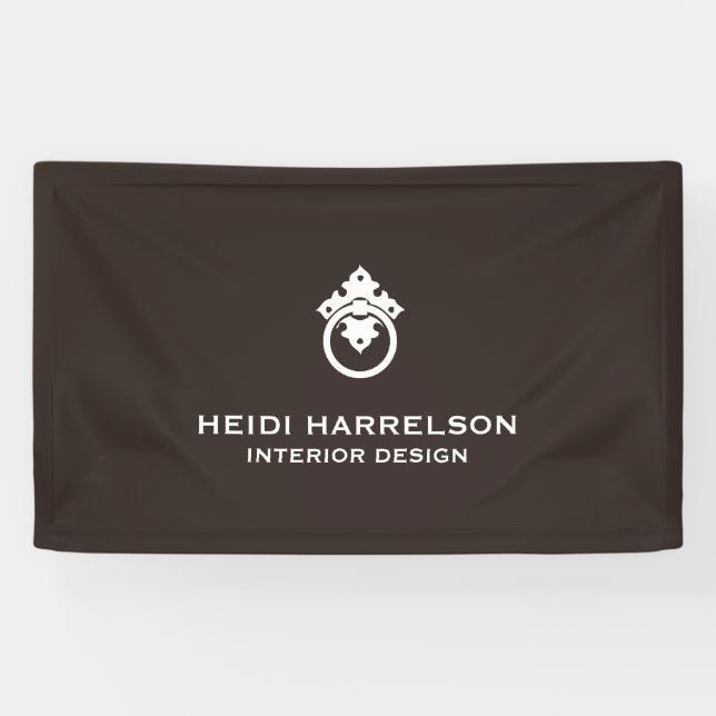 Vintage Door Knocker Logo Brown Banner (Horizontal)