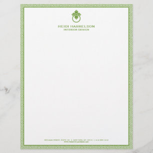Vintage Door Knocker Logo Green Border Custom Letterhead