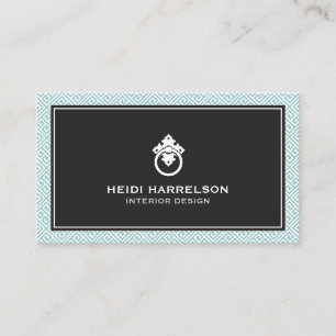 Vintage Door Knocker Logo Mint/Black Border  Business Card