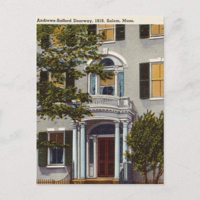 Vintage Doorway, 1818, Salem, Massachusetts Postcard (Front)