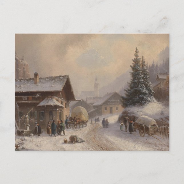 Vintage Dorfstr Germany in Winter Postcard (Front)