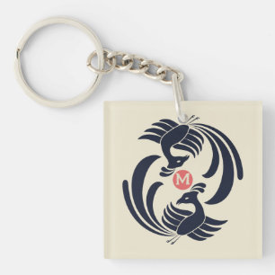 vintage double cranes key ring