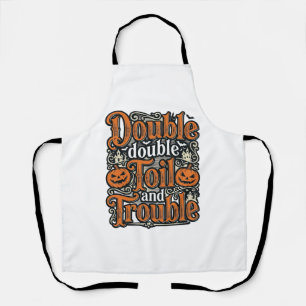 Vintage Double Toil Trouble Halloween Shirt Design Apron