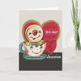 Vintage Doughnut and Coffee Cup Valentine's Day Holiday Card