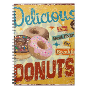 Vintage Doughnuts metal sign. vintage, sign, dough Notebook
