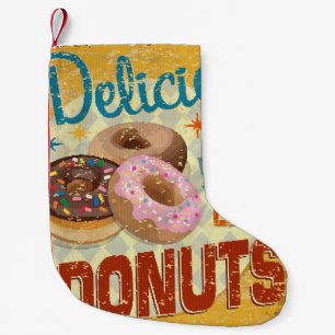 Vintage Doughnuts metal sign. vintage, sign, dough Small Christmas Stocking
