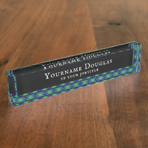 Vintage Douglas Clan Highland Tartan Plaid Nameplate