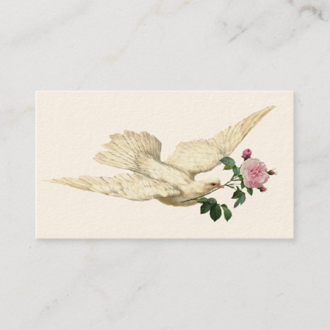 Vintage Dove and Rose ivory Business Card (Front)