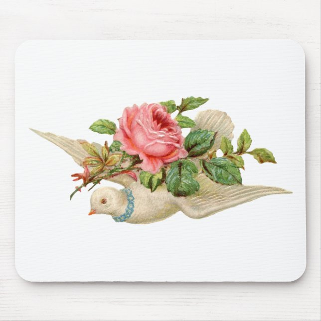 Vintage Dove and Rose Mouse Mat (Front)