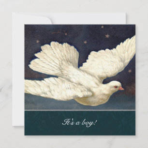 Vintage Dove Blue Baby Shower Invitation