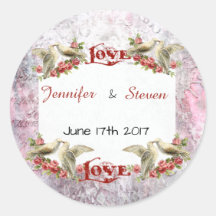 Vintage Dove Wedding Stickers