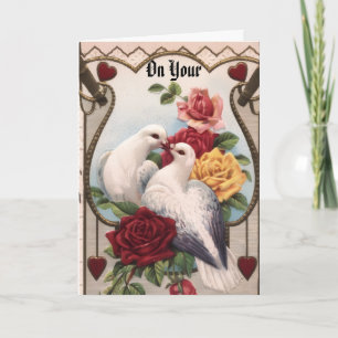 Vintage Doves And Roses Anniversary Card