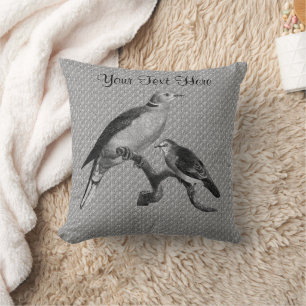Vintage Doves Bird Art Personalised Cushion