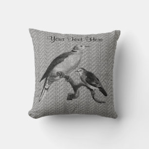 Vintage Doves Bird Art Personalised Cushion