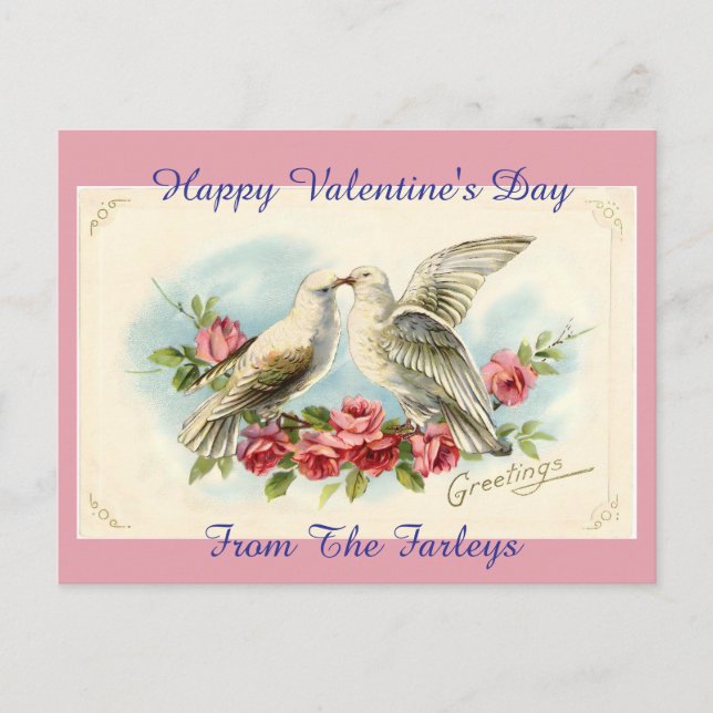 Vintage Doves Valentine's Day Holiday Postcard (Front)