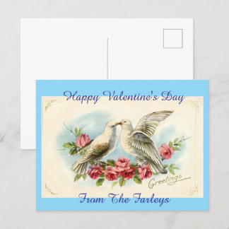 Vintage Doves Valentine's Day Holiday Postcard