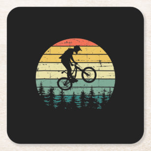 Vintage Downhill MTB Mountain Bike Square Paper Coaster