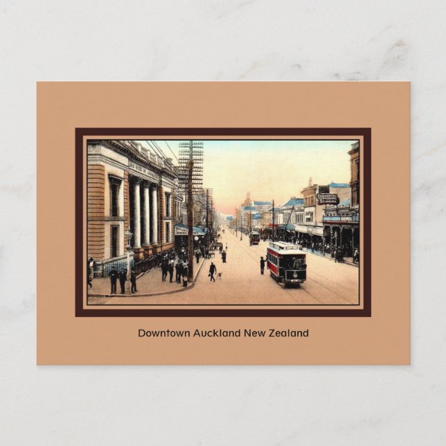 Vintage Downtown Auckland New Zealand Postcard (Front)
