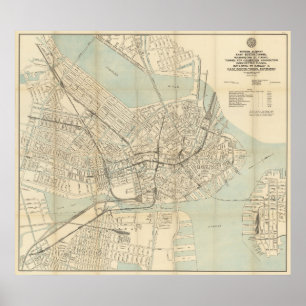 Vintage Downtown Boston Subway Map (1917) Poster