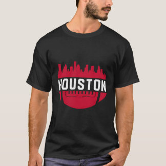 Vintage Downtown Houston Texas Skyline Football T-Shirt