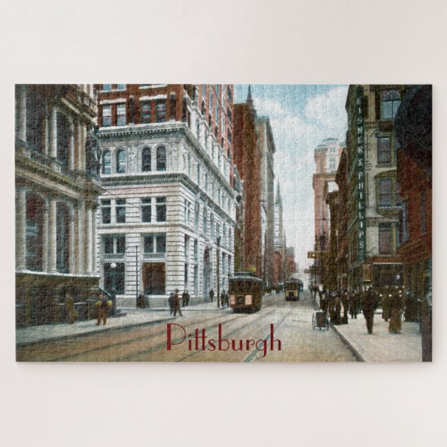 Vintage Downtown Pittsburgh Large Puzzle (Horizontal)