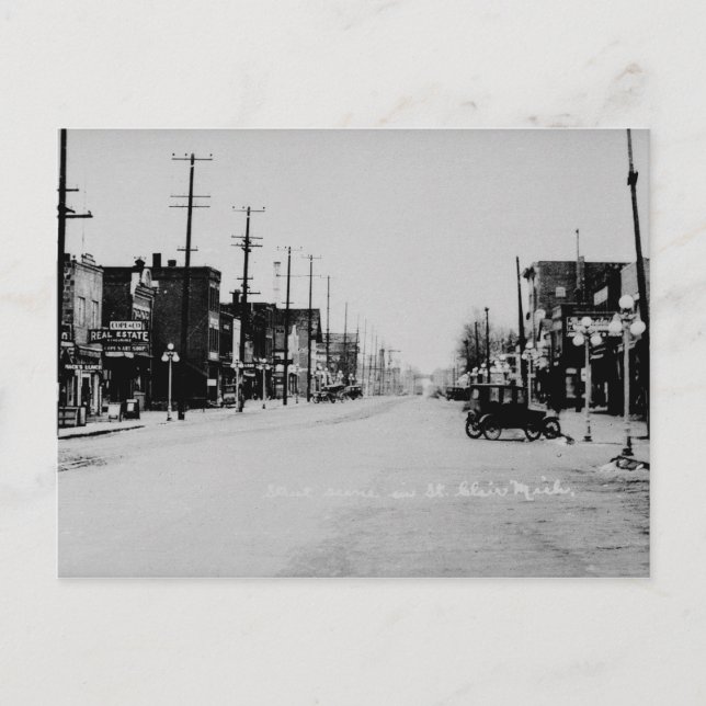Vintage Downtown St. Clair, Michigan Postcard (Front)