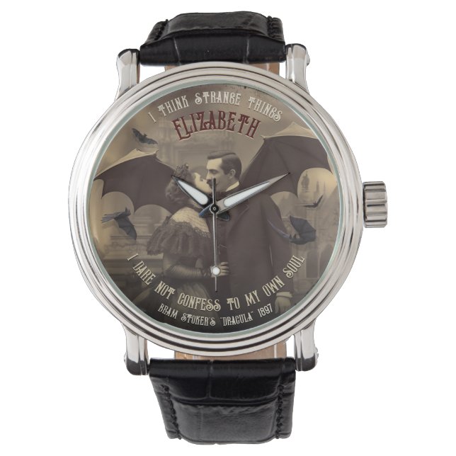 Vintage Dracula Victorian Vampire Kiss Gothic Watch (Front)