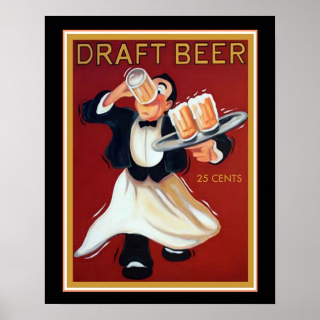 Vintage Draft Beer Poster 16x20 (Front)
