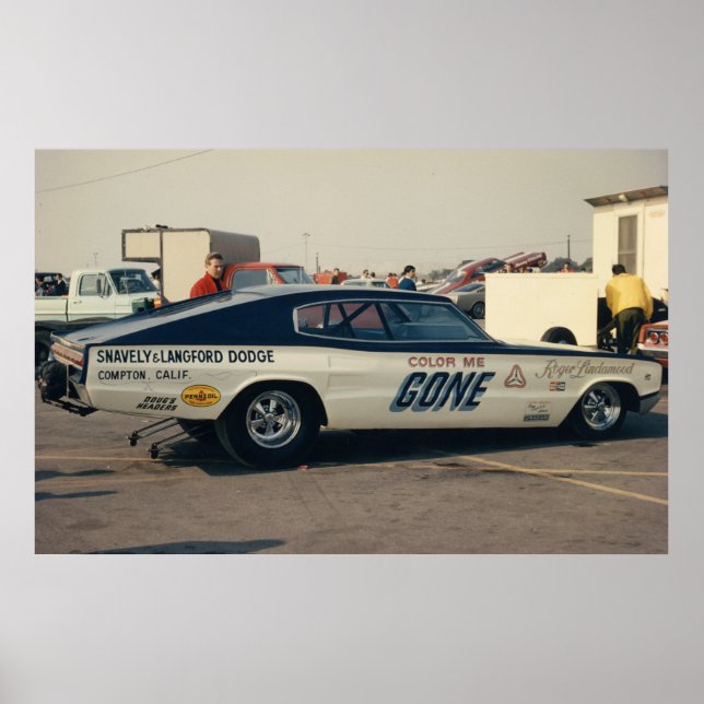 Vintage Drag - 66 Dodge Charger Funny Car Poster (Front)