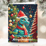 Vintage Dragon At Christmas ai Card<br><div class="desc">This AI artwork features a vintage dragon celebrating Christmas.</div>
