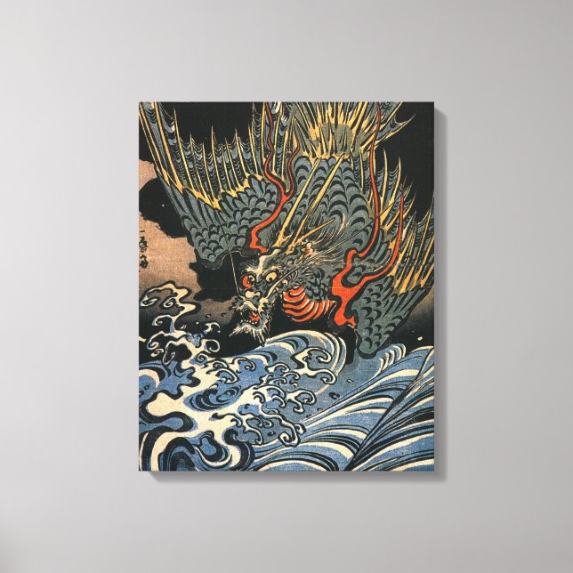 Vintage Dragon at Sea Canvas Print (Front)
