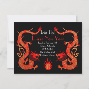 Vintage Dragon Holiday Red and Gold Postcard