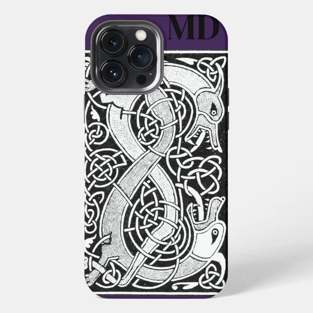 Vintage Dragon Monogram Celtic Knot iPhone Case (Back)