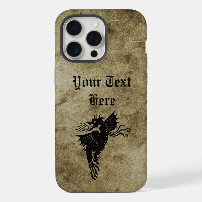 Vintage Dragon Silhouette Emblem Personalised iPhone Case (Back)