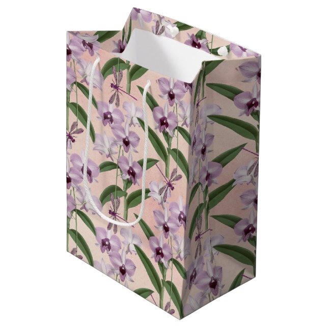 Vintage Dragonflies Series Design 13 Medium Gift Bag (Front Angled)