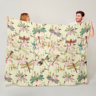 Vintage Dragonflies Series Design 14 Fleece Blanket