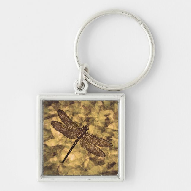 Vintage Dragonfly Art Key Ring (Front)