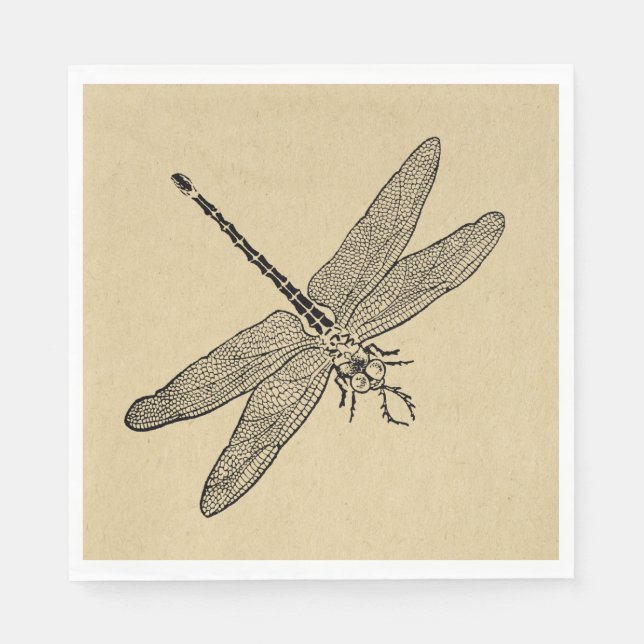 Vintage Dragonfly Art Napkin (Front)