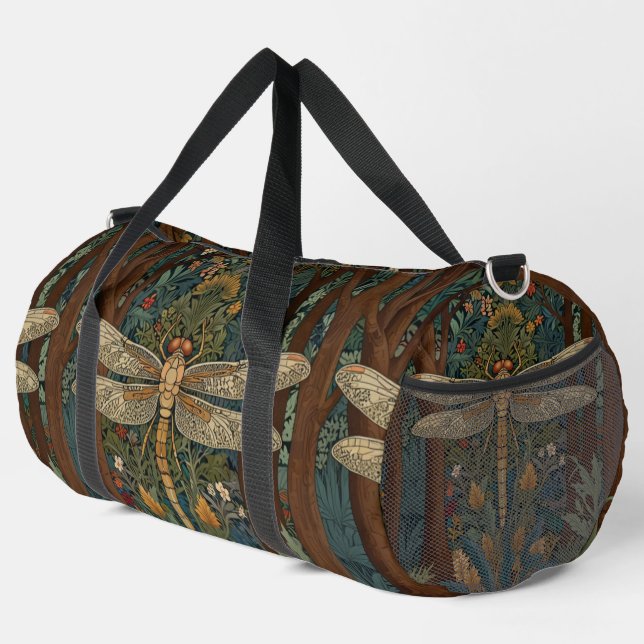 Vintage  dragonfly boho chic botanical  duffle bag (Right Corner)