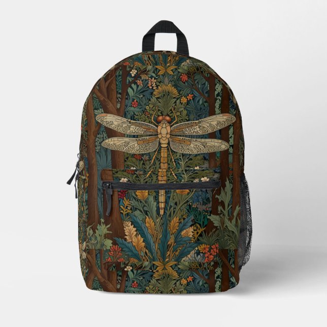 Vintage  dragonfly boho chic botanical  printed backpack (Front)