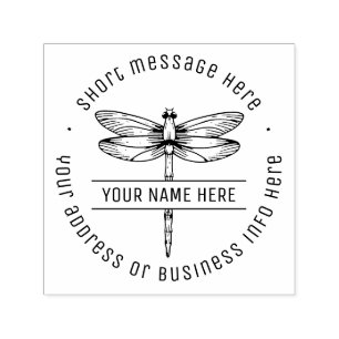 Vintage Dragonfly Business Name Return Address Self-inking Stamp